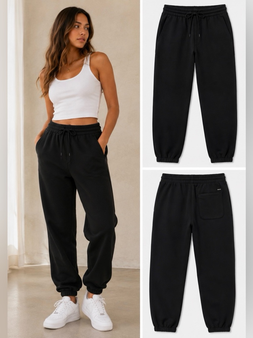 PacSun Fleece Tapered Jogger Sweatpants Black Unisex Men's M / Women's L